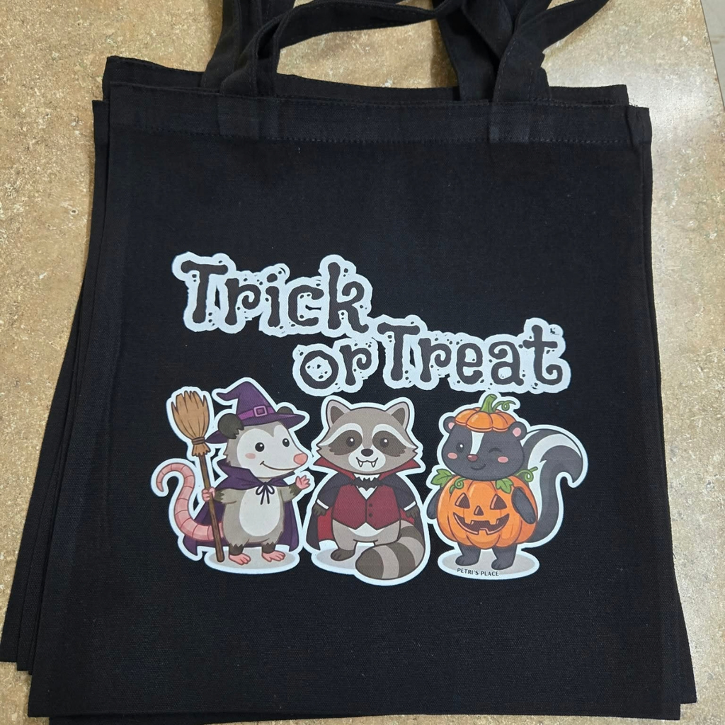 Trick or Treat Halloween Character Canvas Tote (Black)