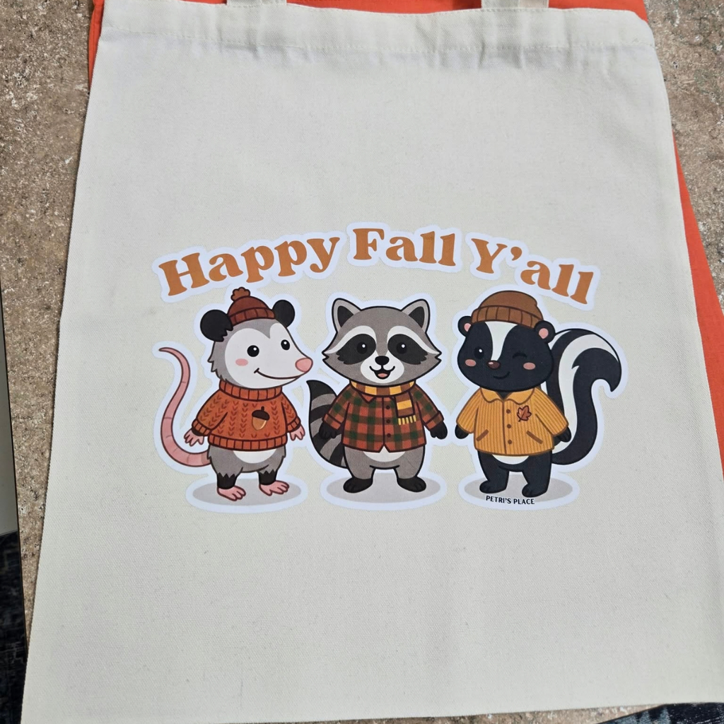 Happy Fall Y'all Character Canvas Tote