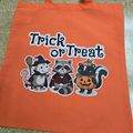 Trick or Treat Halloween Character Canvas Tote (Orange)
