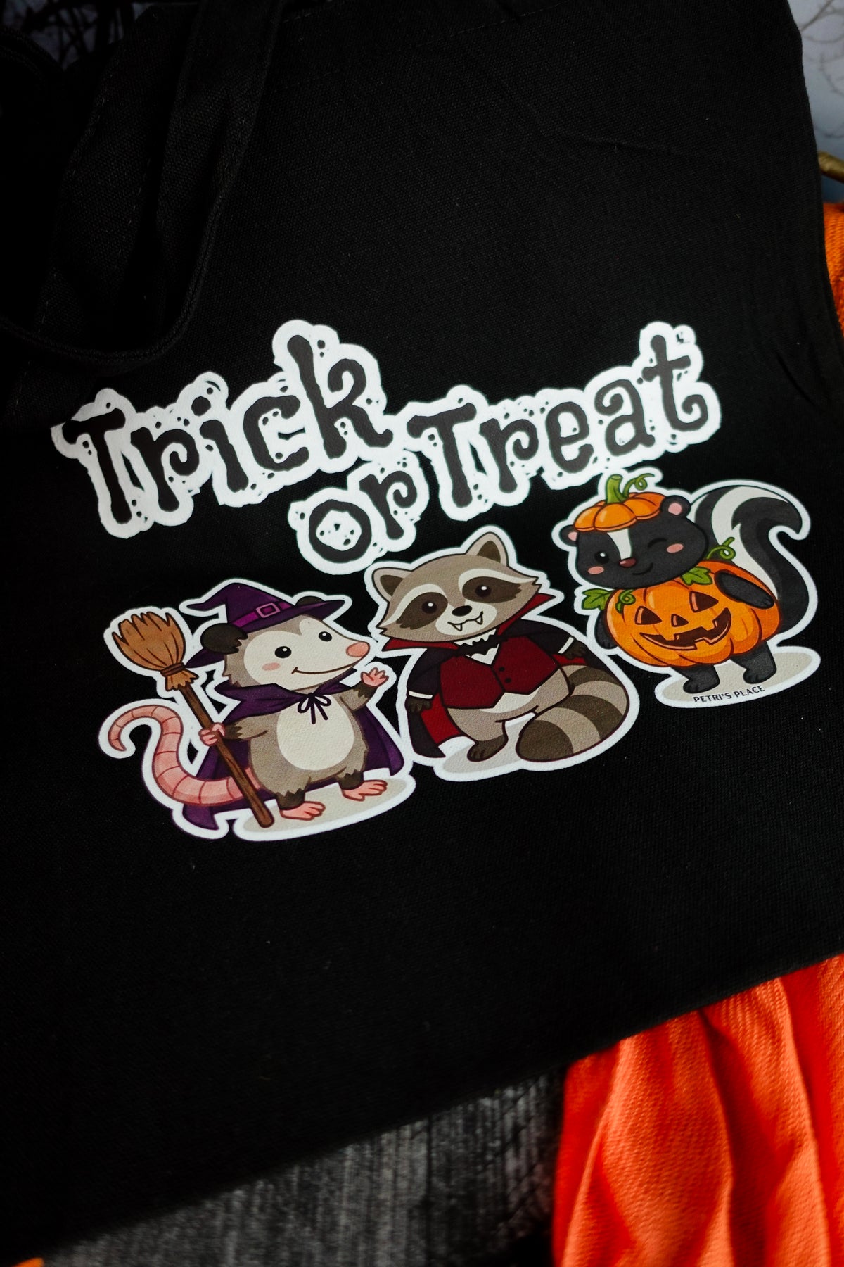 Trick or Treat Halloween Character Canvas Tote (Black)
